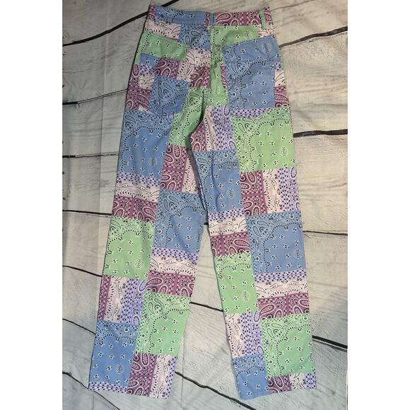 H&M Bandana Print High Rise Wide Leg Jeans Pants Size 4 - Picture 2 of 6